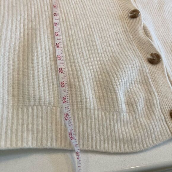 Quince Oversized Ribbed Cream Boyfriend 100% Cashmere Jenni Kayne Cardigan Small - Picture 7 of 10